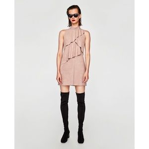 Zara Basic Collection Sleeveless Tiered Ruffle Dress Nude Blush size Large